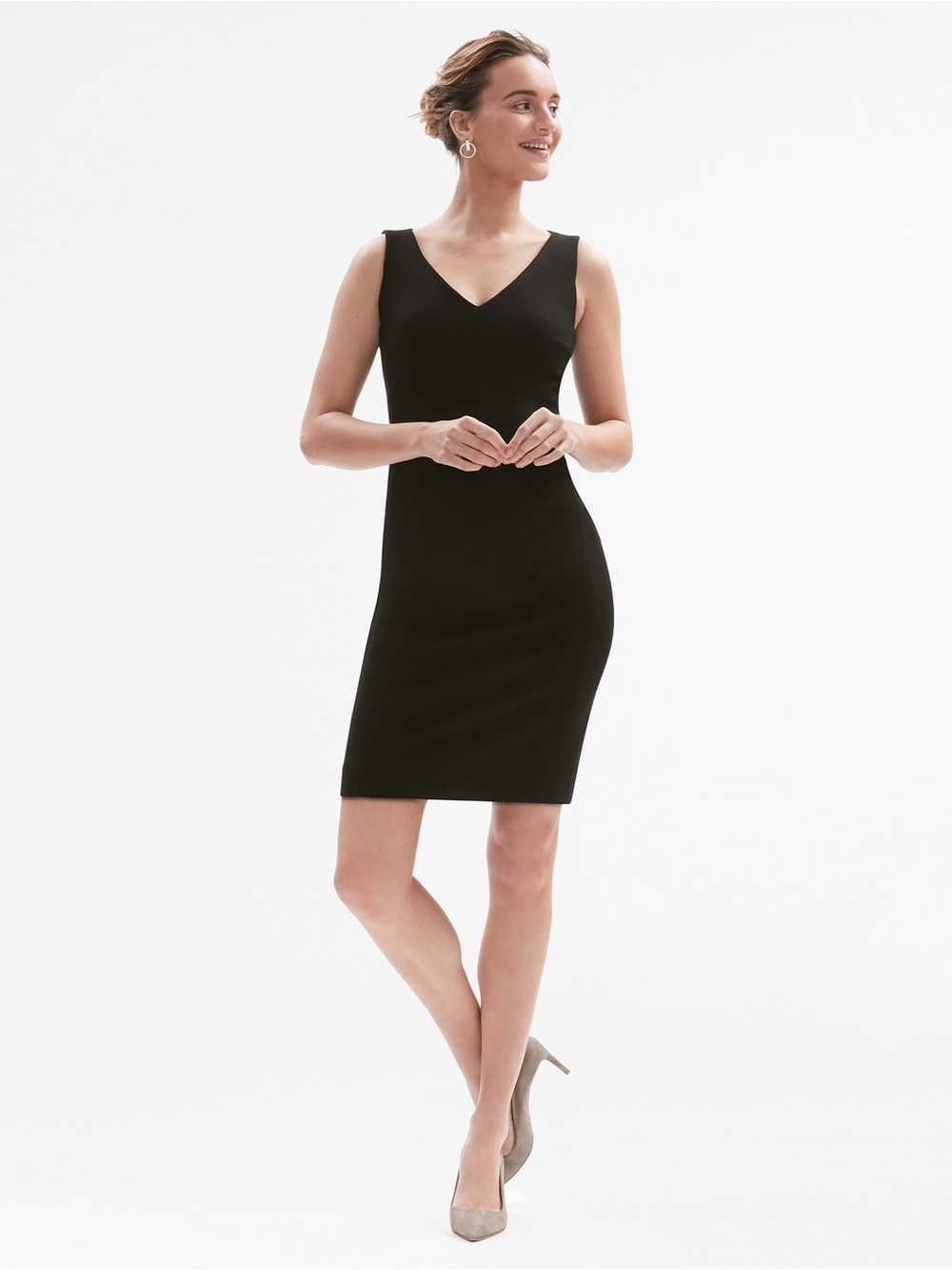 MM. Lafleur Black V-Neck Sleeveless Midi Dress